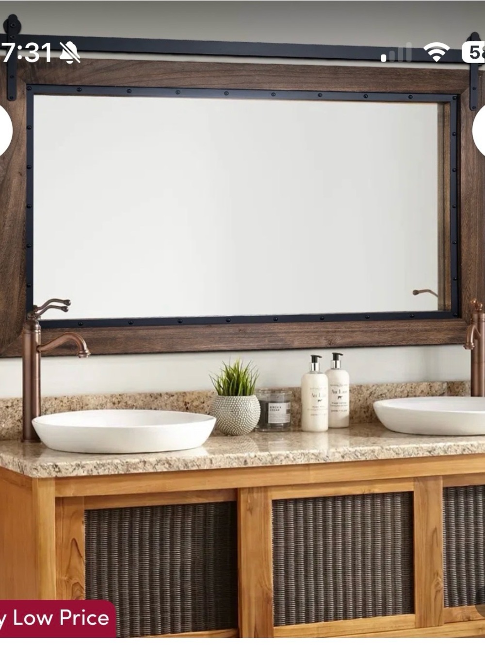 Gracie Oaks Rustic Brown Vanity Mirror